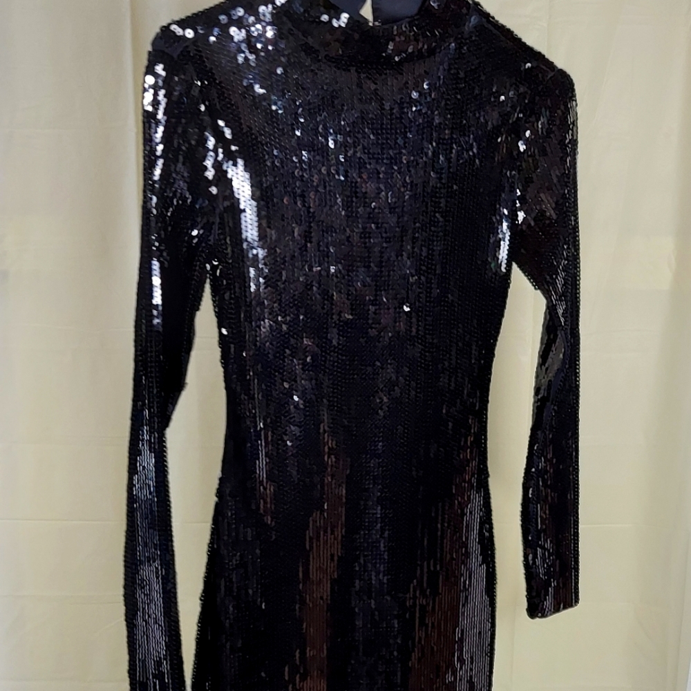 Black Sequin Party Dress Open Back by Express Size XS